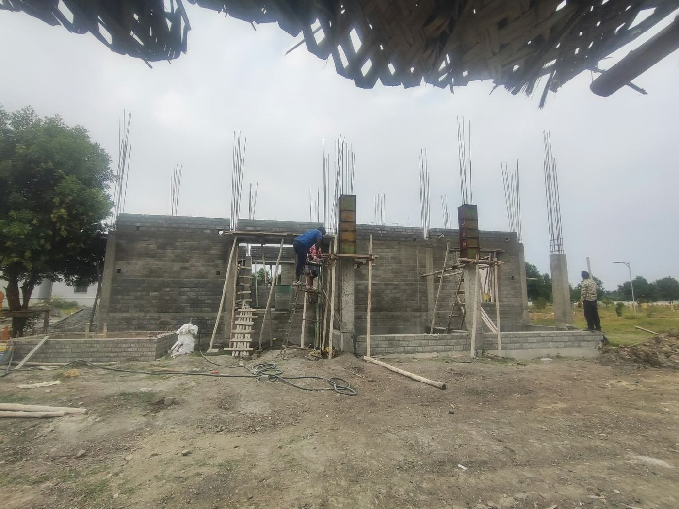 Block wall construction and column reinforcement, Coimbatore